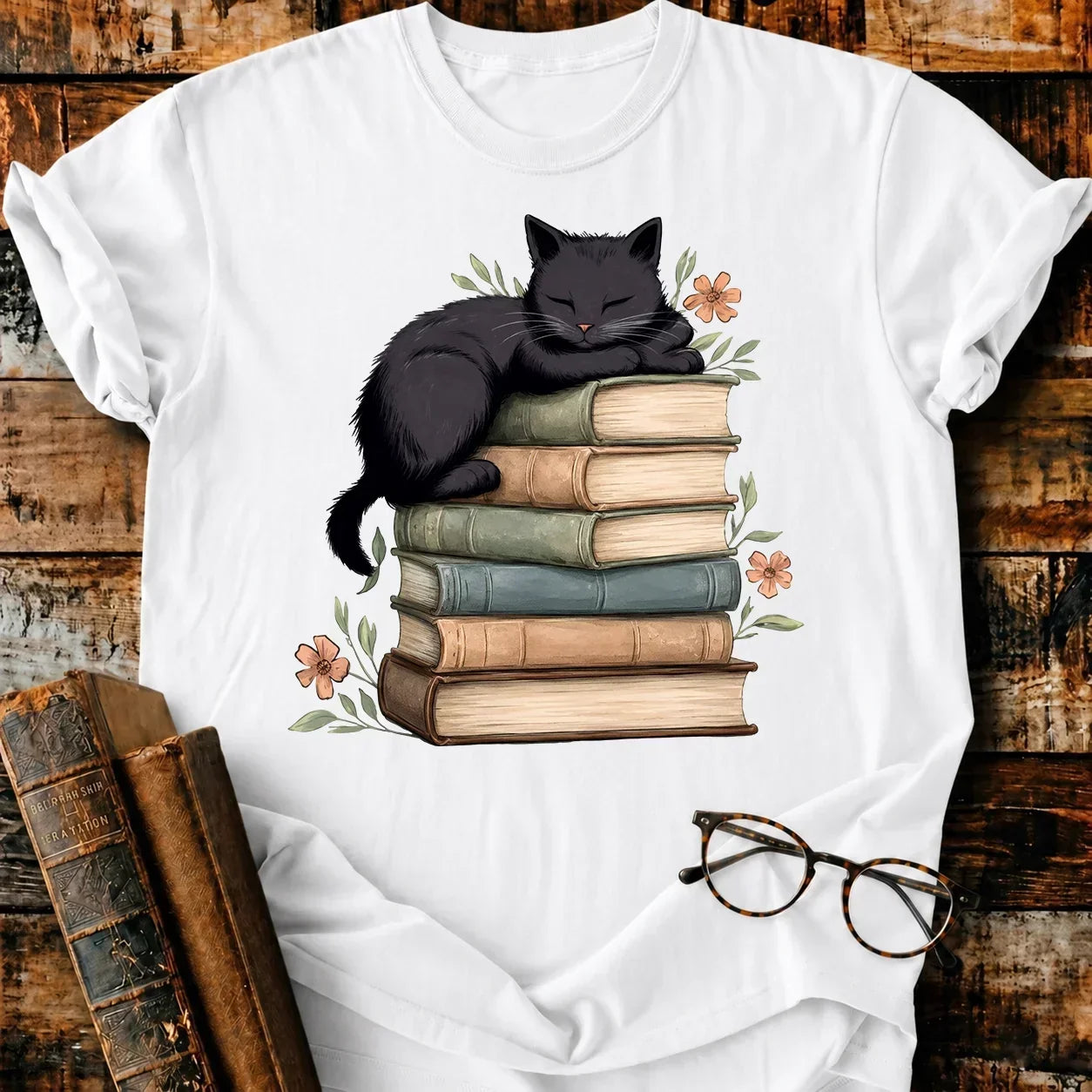 Black Cat Asleep T-Shirt