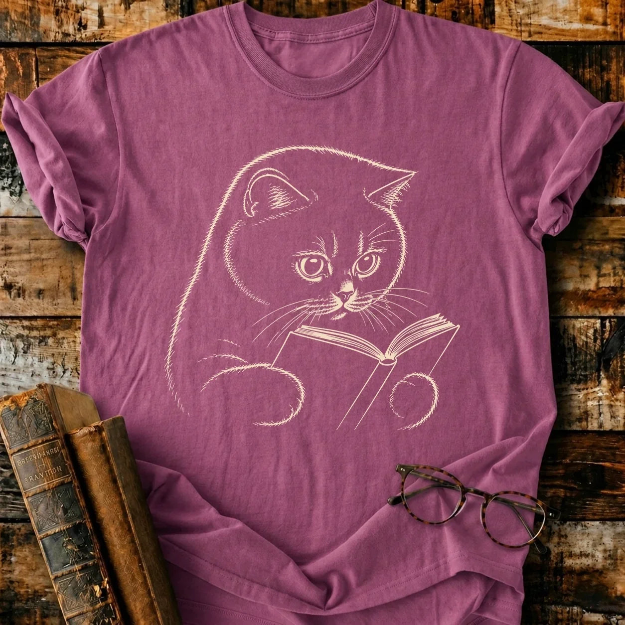 British Shorthair Reading T-Shirt