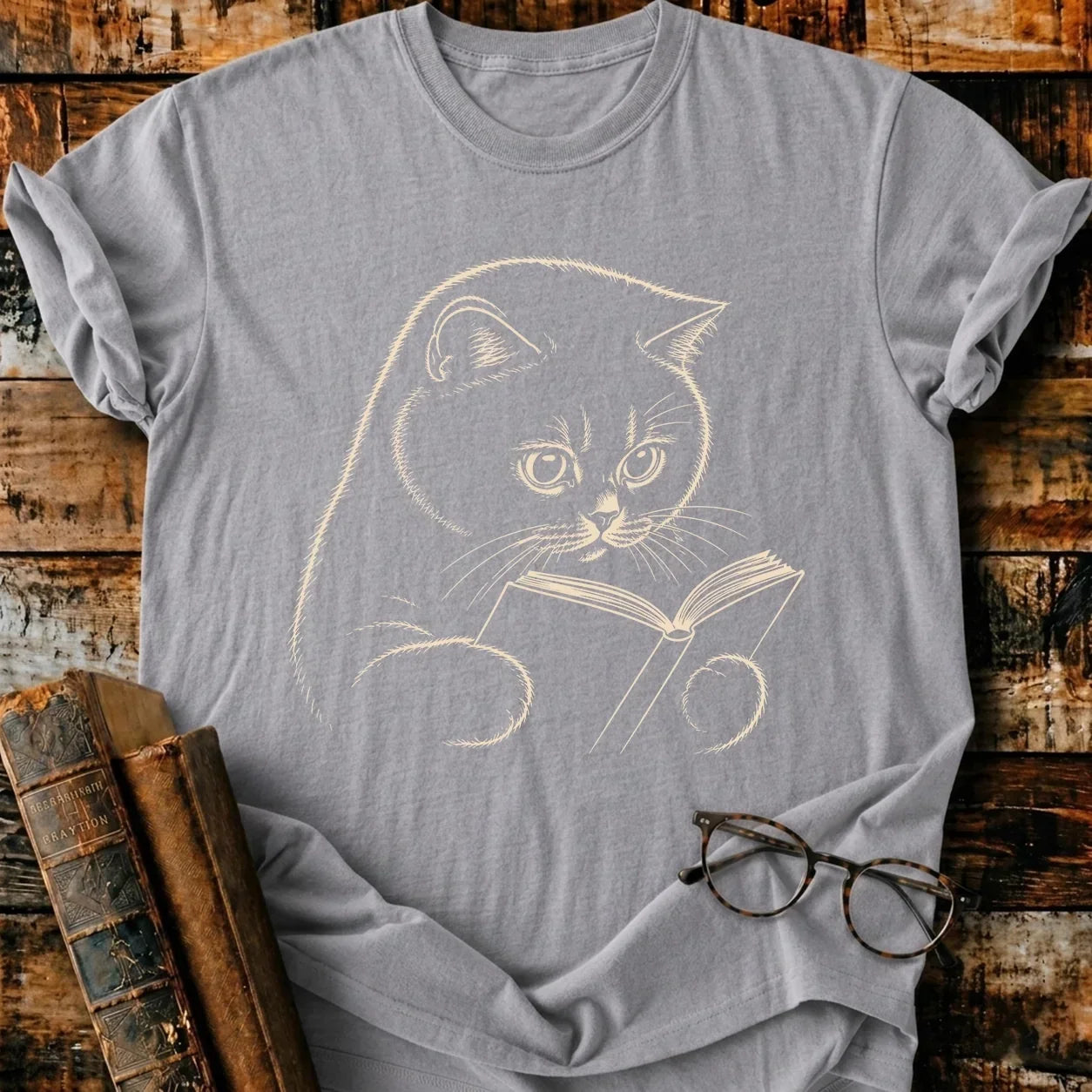 British Shorthair Reading T-Shirt