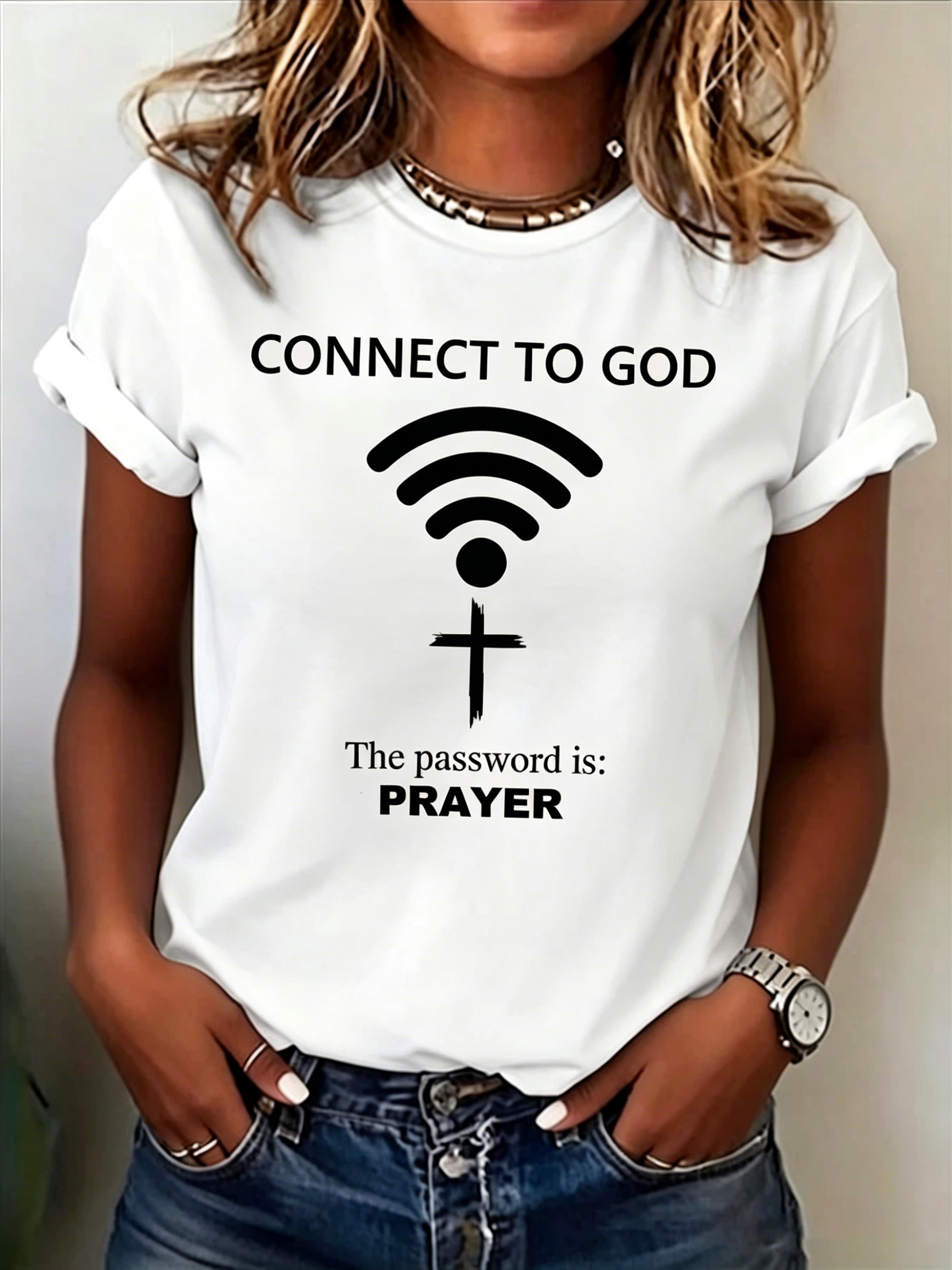 "Connect To God" Faith Graphic Short Sleeve T-Shirt