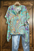Paisley Print Collared Asymmetric Hem Tunic