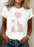 Pink Elephant Heart Balloon Mother's Day Graphic T-Shirt