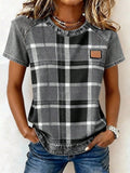 Plaid Denim Short Sleeve T-Shirt