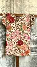Leopard Floral Mixed Print Short Sleeve Top