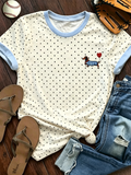 Polka Dot Dachshund Ringer T-Shirt
