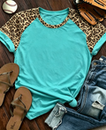 Leopard Raglan Sleeve Ringer T-Shirt
