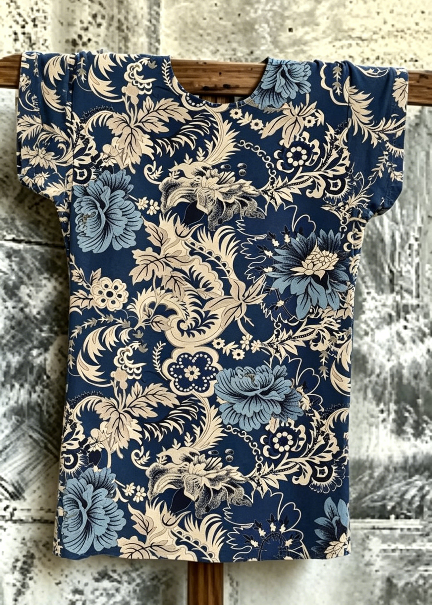 Blue Floral Paisley Short Sleeve T-Shirt