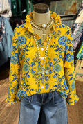 Ruffle Collar Floral Print Long Sleeve Blouse