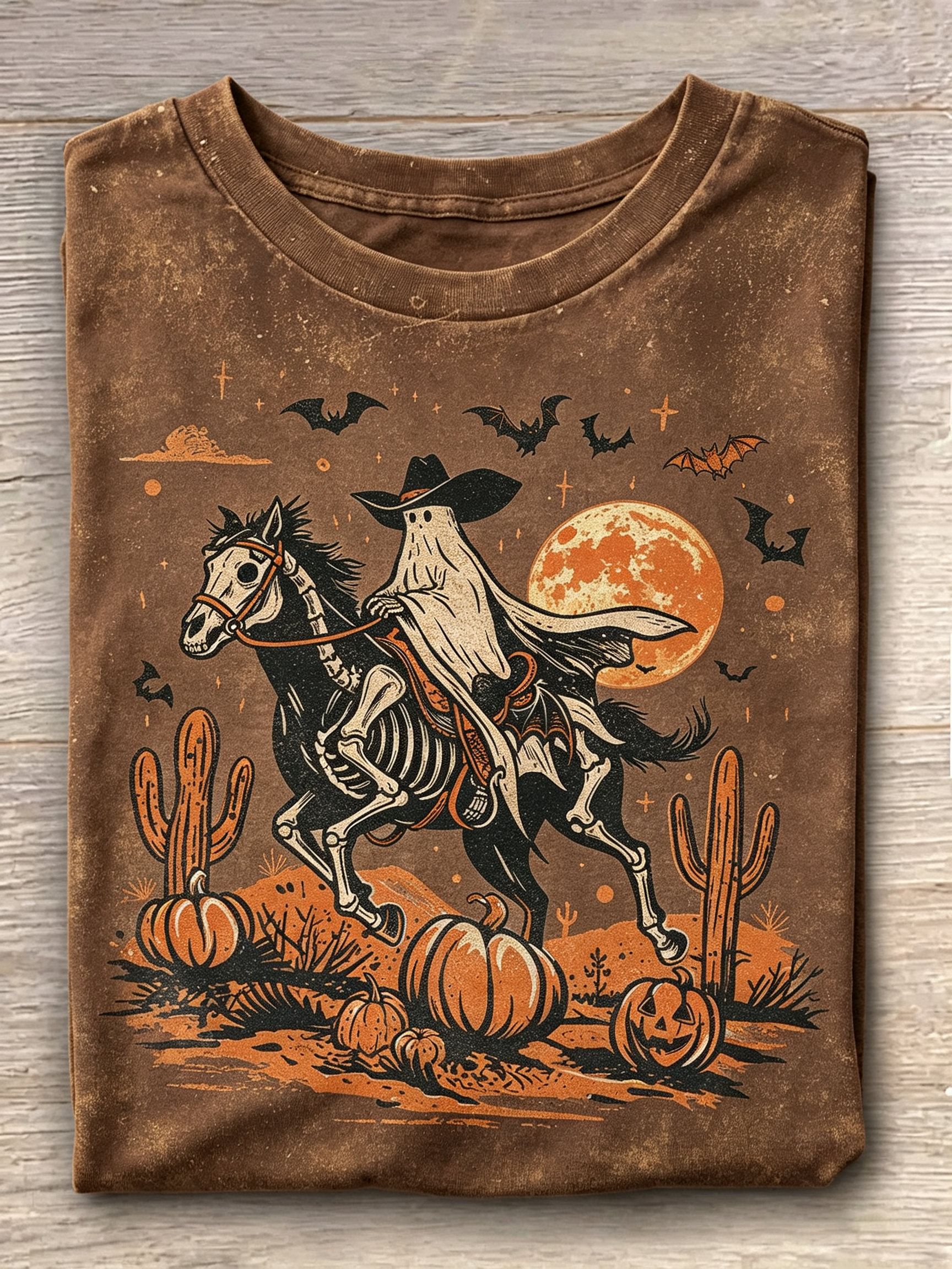 Cowboy Ghost Skeleton Horse Western Halloween T-Shirt