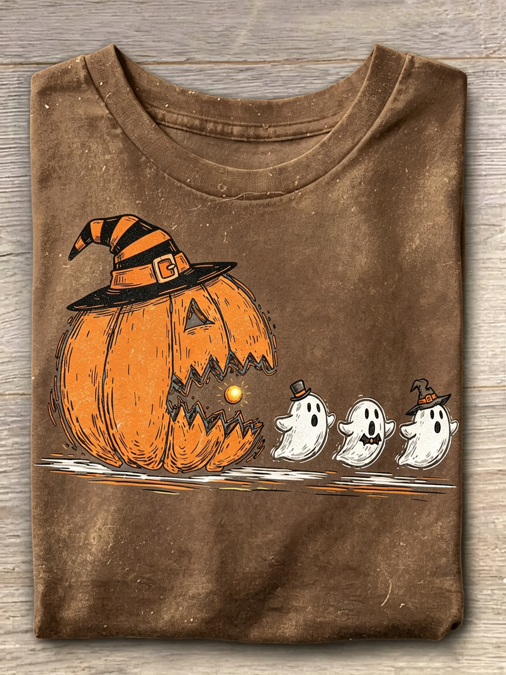 Pumpkin Eating Ghosts Pac-Man Halloween T-Shirt