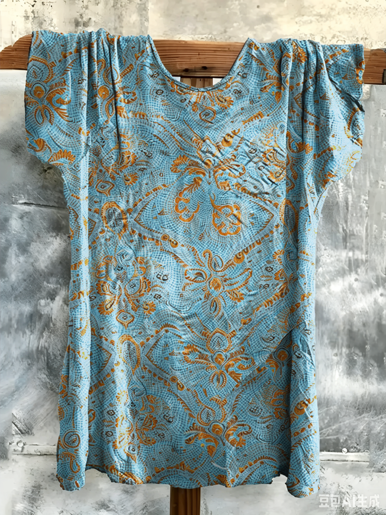 Boho Paisley Damask Print Round Neck Short Sleeve Top