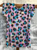 Abstract Glitch Print Short Sleeve Tunic Top
