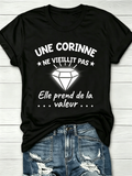 Diamond Graphic Text Print Crew Neck T-Shirt