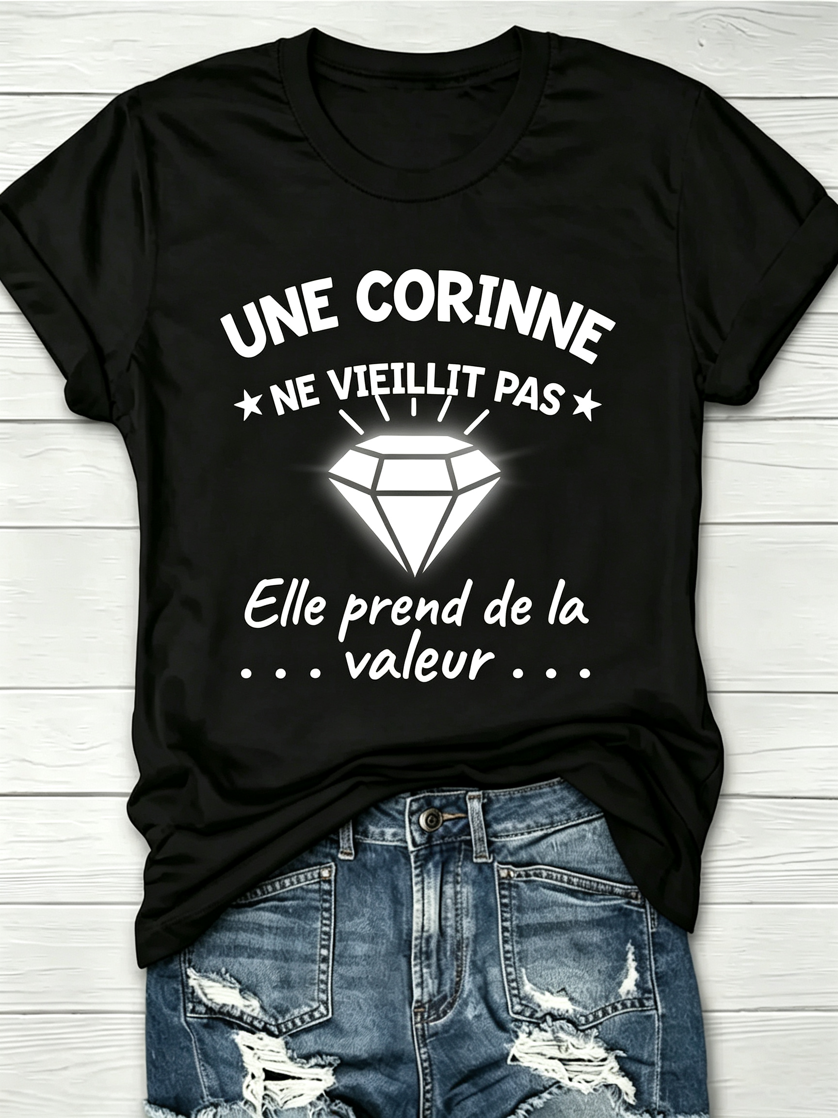 Diamond Graphic Text Print Crew Neck T-Shirt