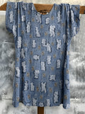 Distressed Denim Print Short Sleeve Tunic Top