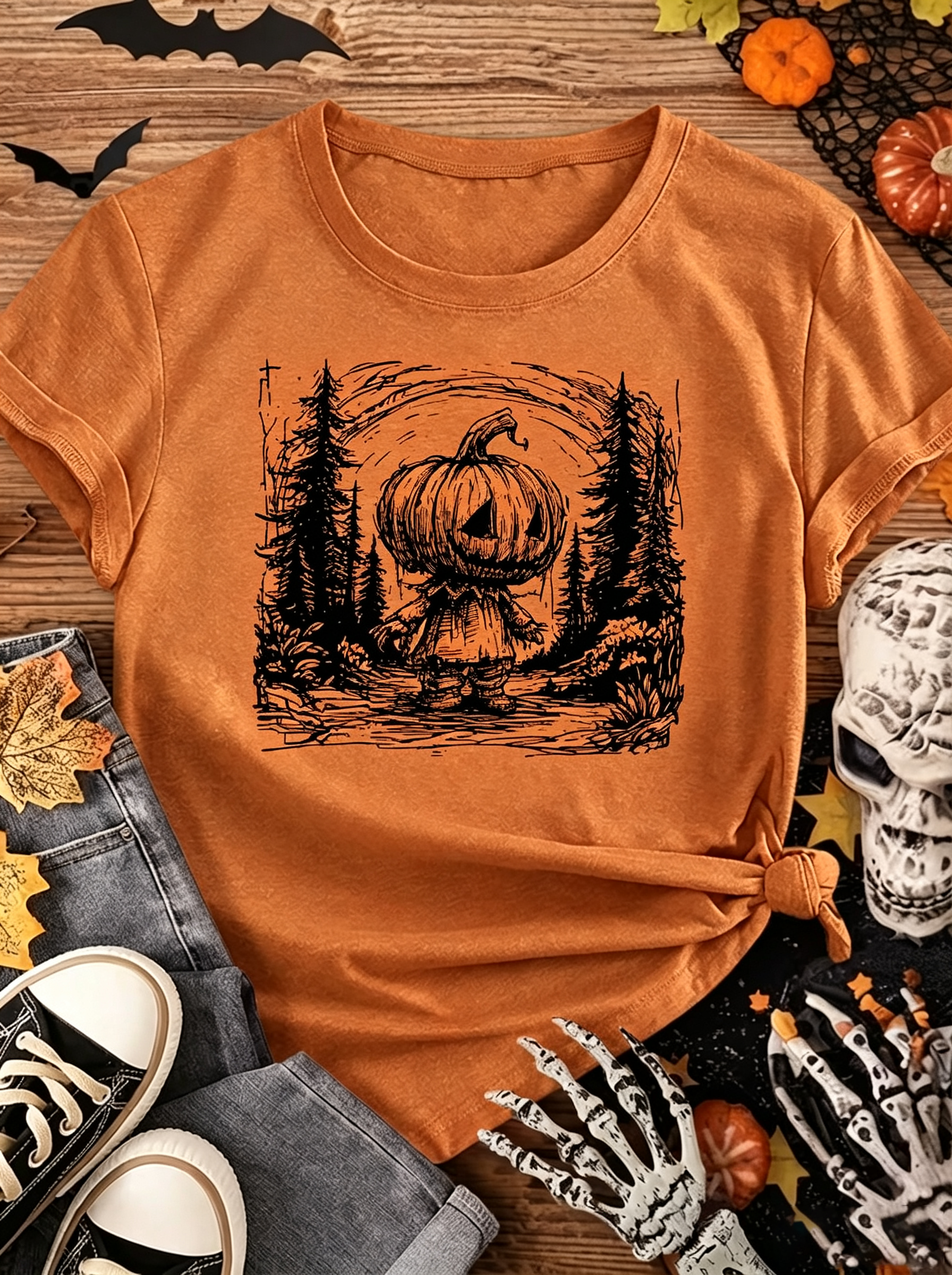 Jack-o'-Lantern Halloween Graphic T-Shirt