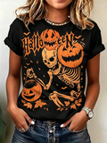 Gothic Skeleton and Pumpkin Halloween T-Shirt
