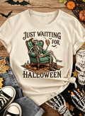 Skeleton Graphic 'Just Waiting For Halloween' T-Shirt