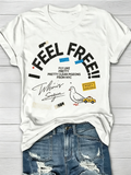 Pigeon Graphic 'I Feel Free' Crew Neck T-Shirt