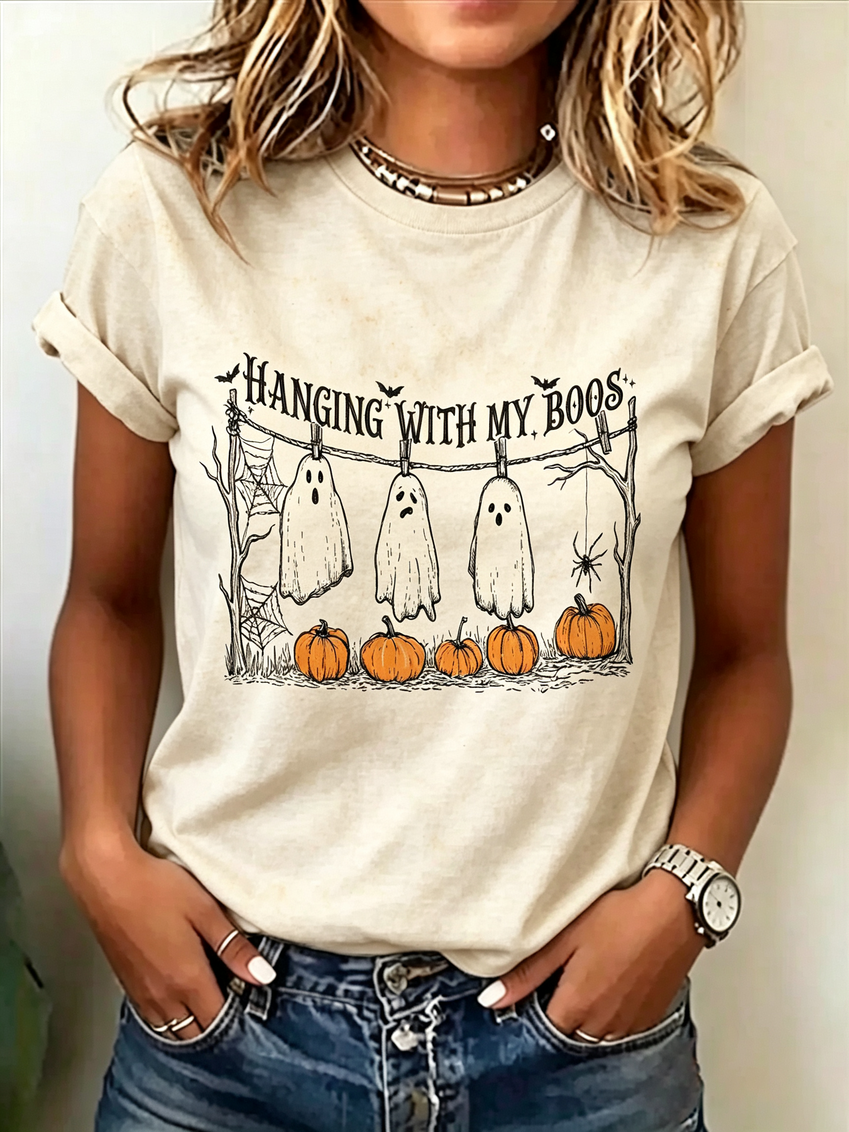 Cute Ghost 'Hanging With My Boos' Graphic Tee