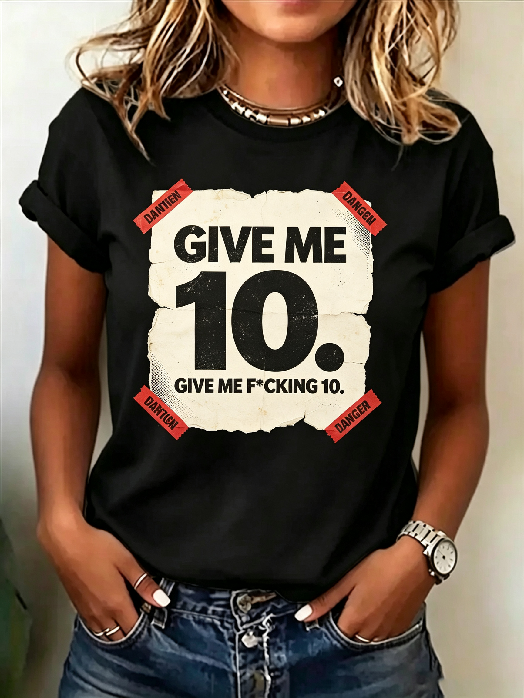 'Give Me 10' Grunge Graphic T-Shirt