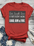 'Live Laugh Love' Slogan Graphic T-Shirt