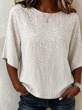3D Floral Embroidered Short Sleeve Top