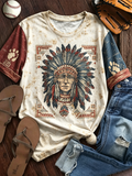 Native American Headdress Color-Block Raglan Tee