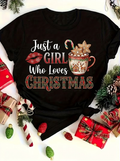 Black Just A Girl Loves Christmas Gingerbread Mug Graphic T-Shirt