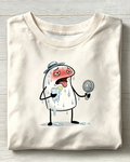 Beige Sweaty Hot Cartoon Character Fan Drink Graphic T-Shirt