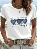 Denim Heart Love Graphic T-Shirt