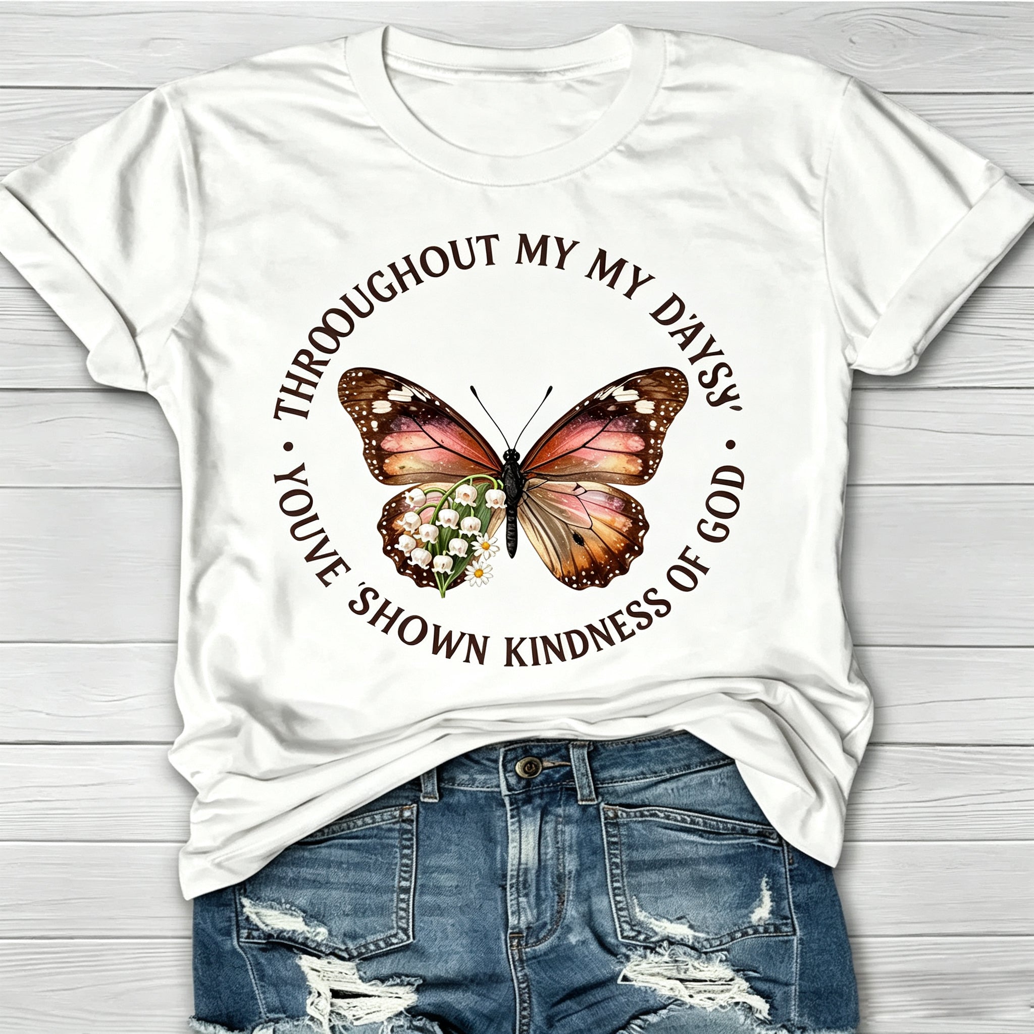 Butterfly And Kindness Quote Graphic T-Shirt