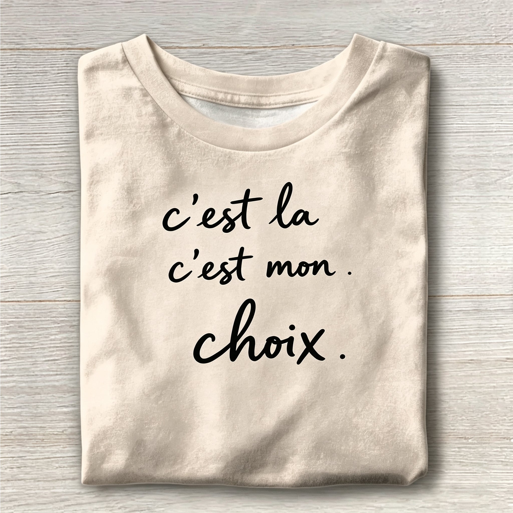 French Quote Typography Crew Neck T-Shirt