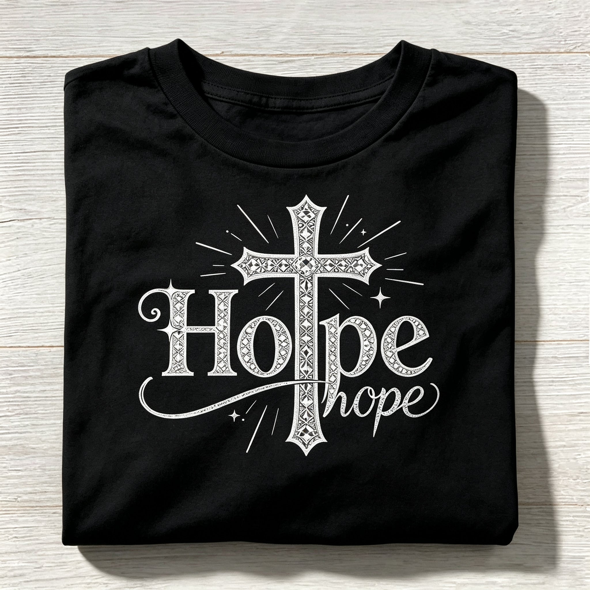 Cross 'Hope' Graphic Crew Neck T-Shirt