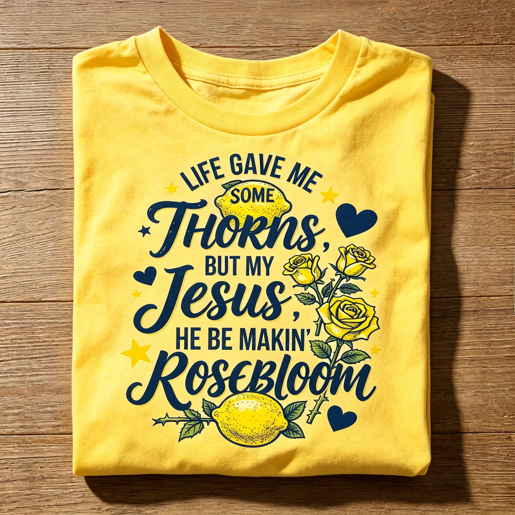Thorns to Rosebloom Typography Graphic T-Shirt