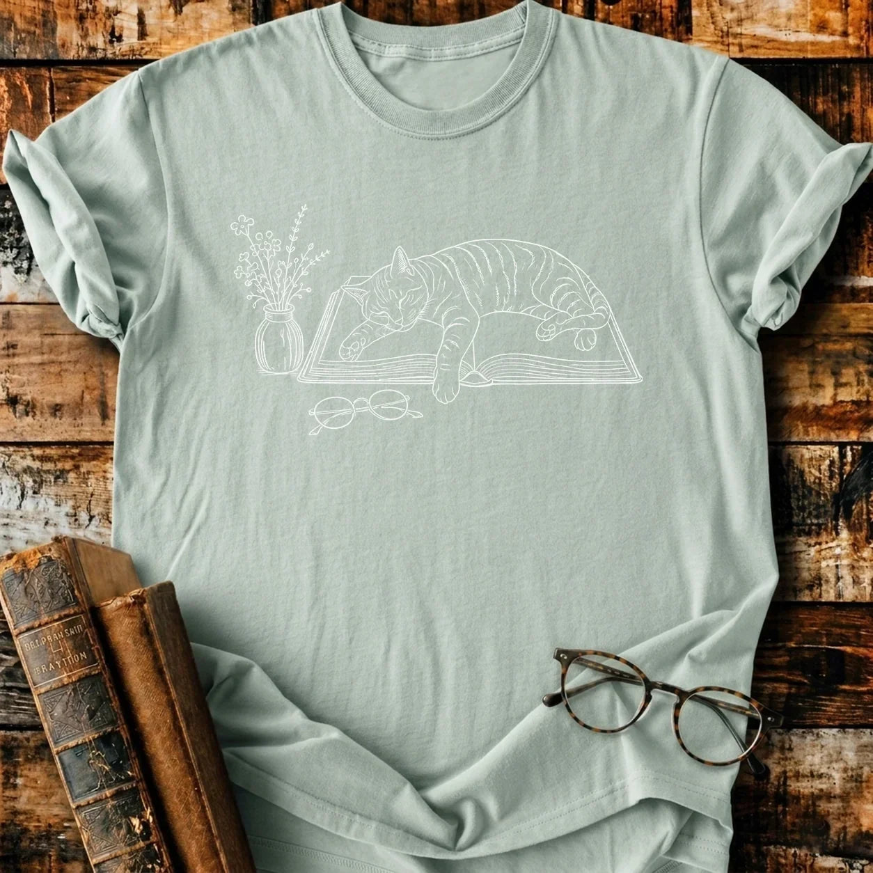 Lazy Cat Reader T-Shirt