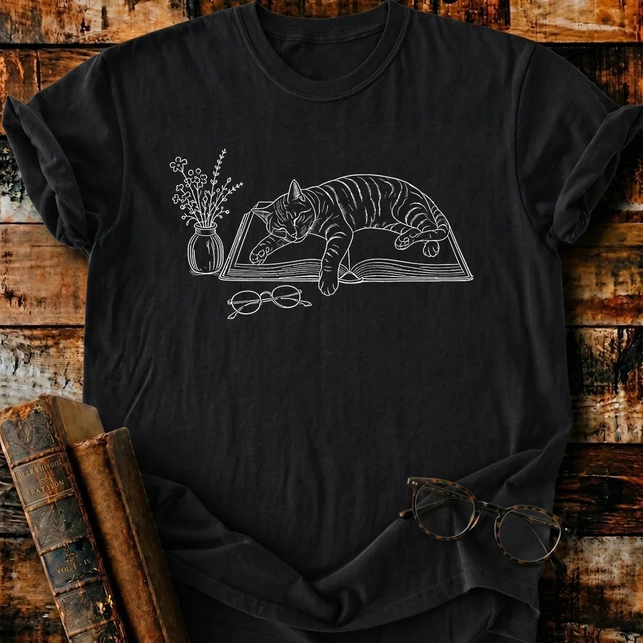 Lazy Cat Reader T-Shirt
