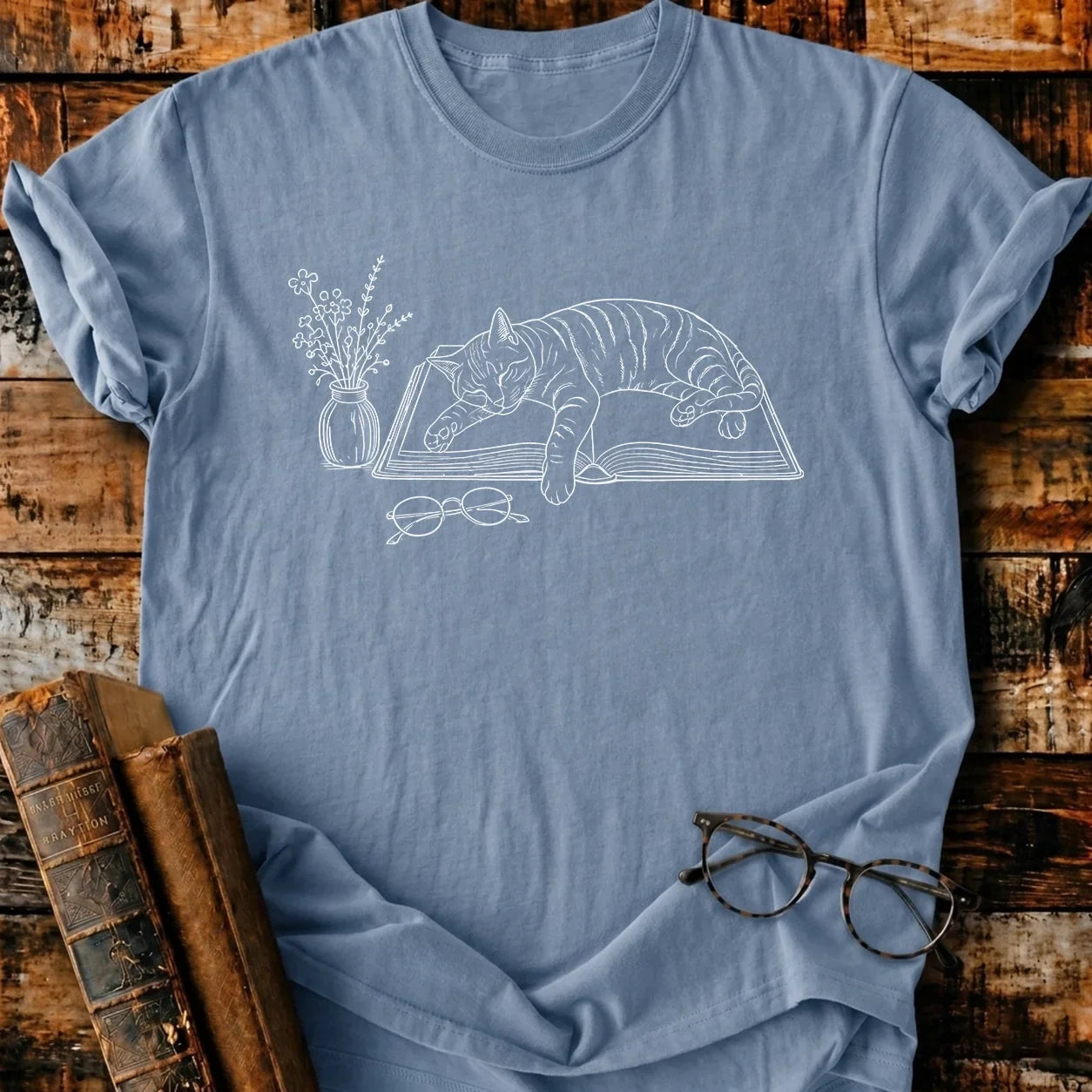 Lazy Cat Reader T-Shirt