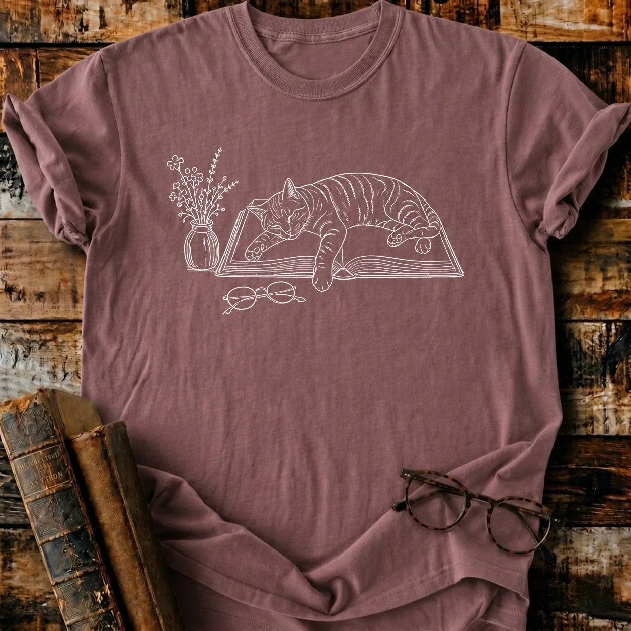 Lazy Cat Reader T-Shirt