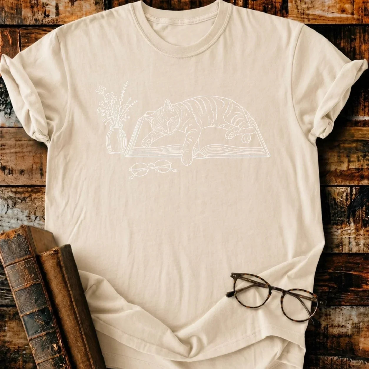 Lazy Cat Reader T-Shirt