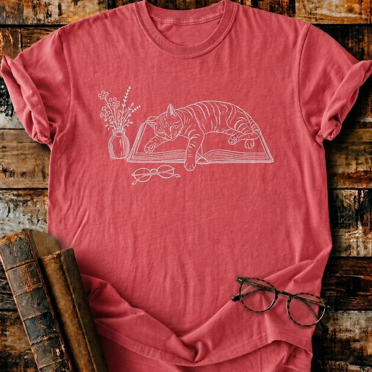 Lazy Cat Reader T-Shirt