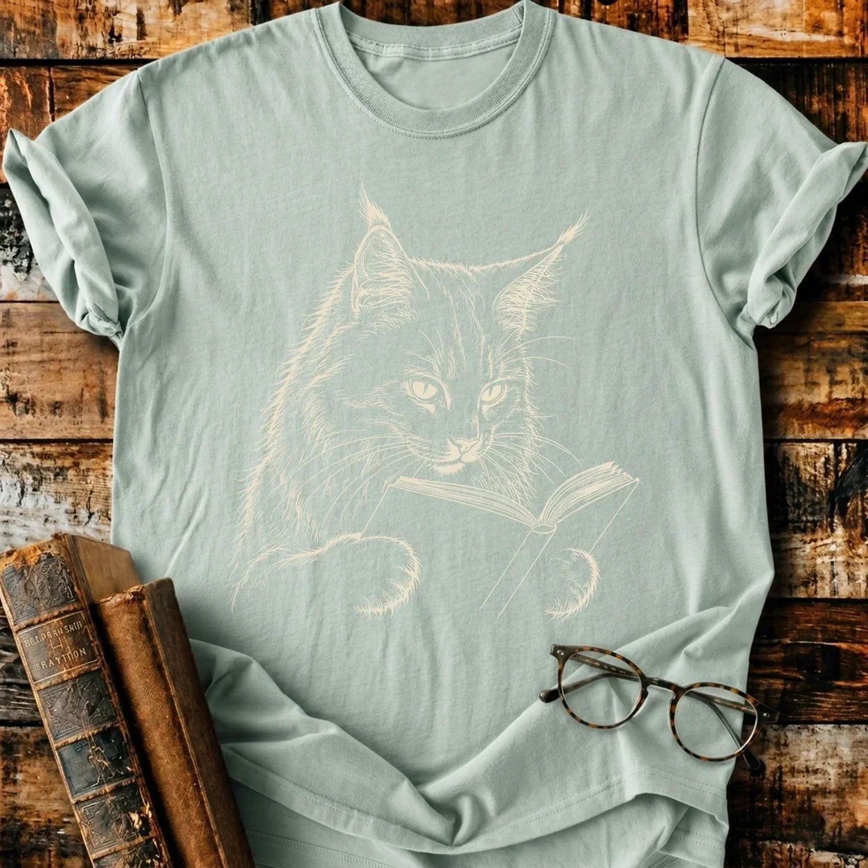 Maine Coon Reading T-Shirt