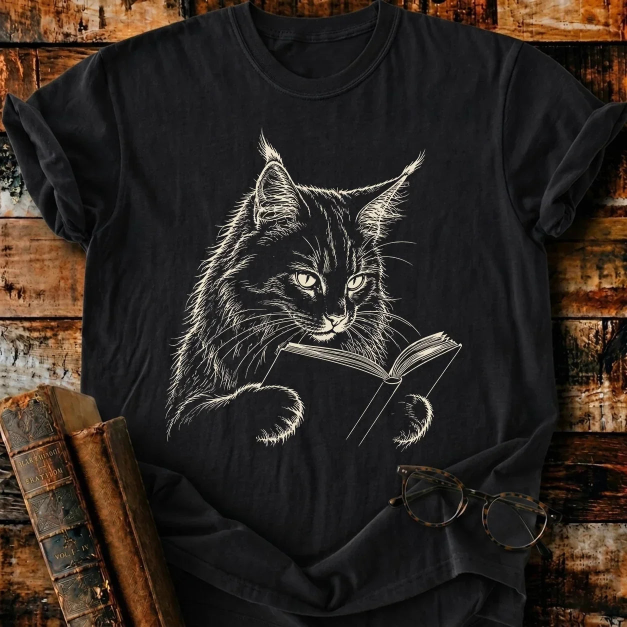 Maine Coon Reading T-Shirt