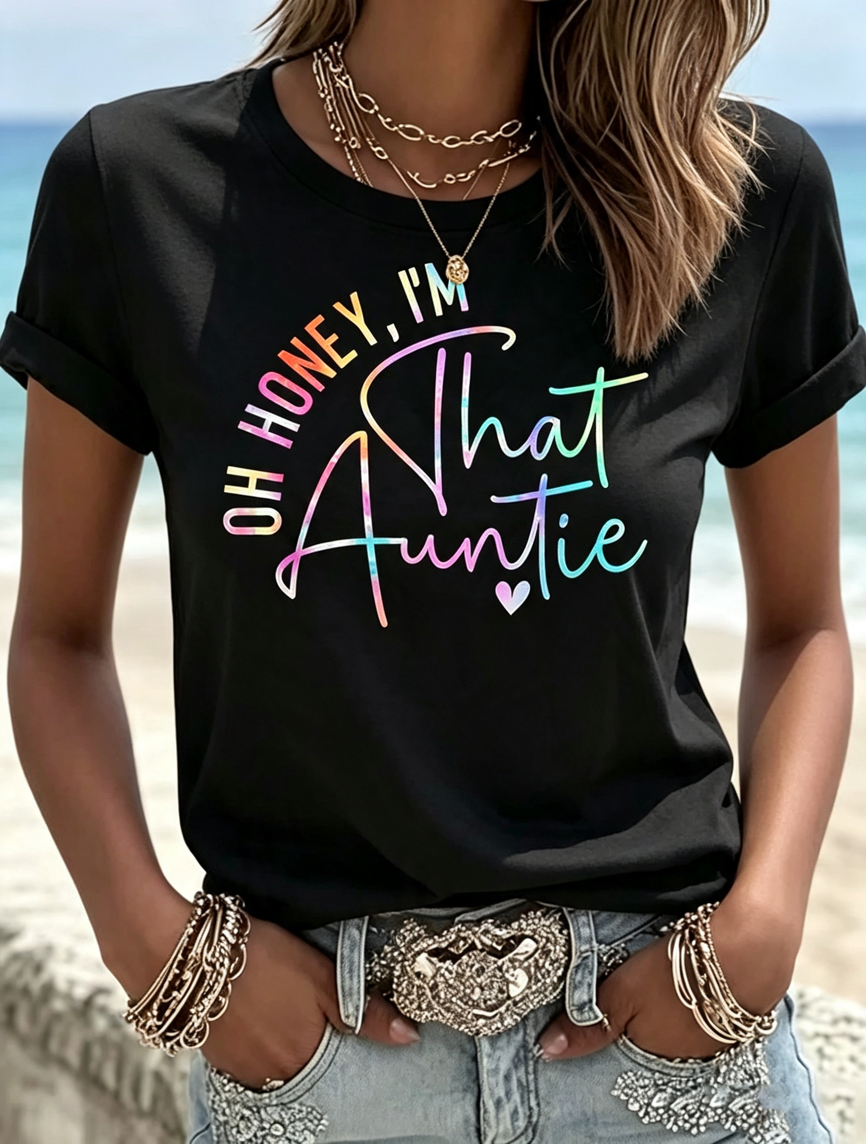 Oh Honey I'm That Auntie Neon Graphic Tee