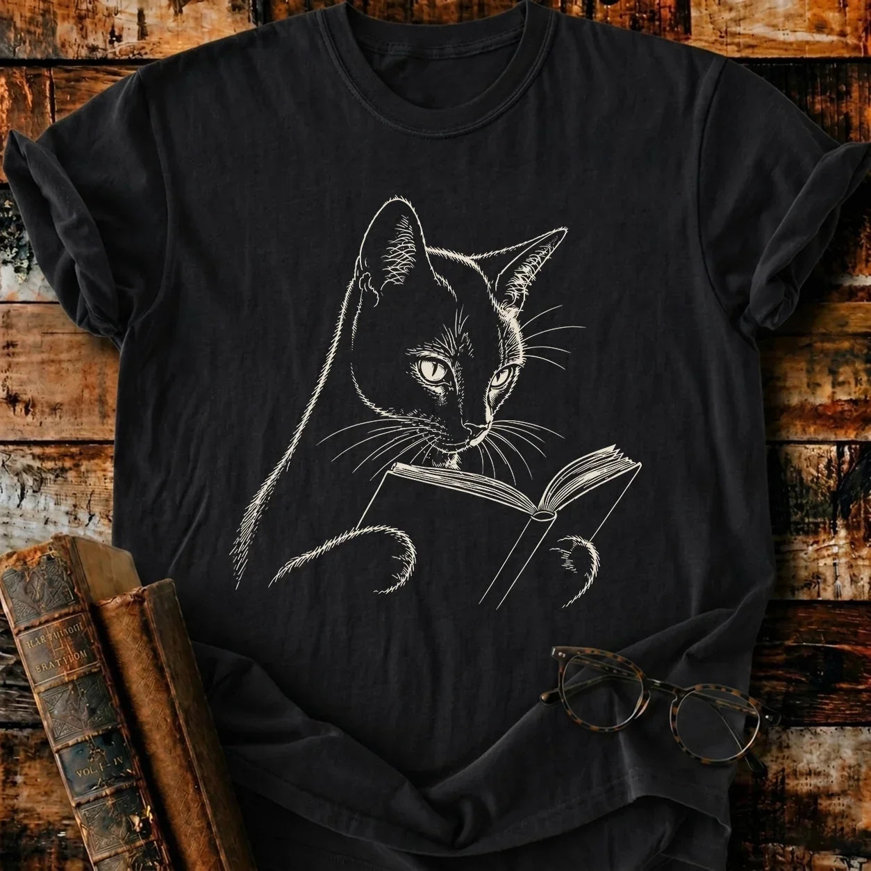Siamese Cat Reading T-Shirt